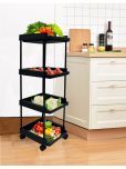 PHILOSHOP Black Plastic Kitchen Trolleys ( Pack of 1 )