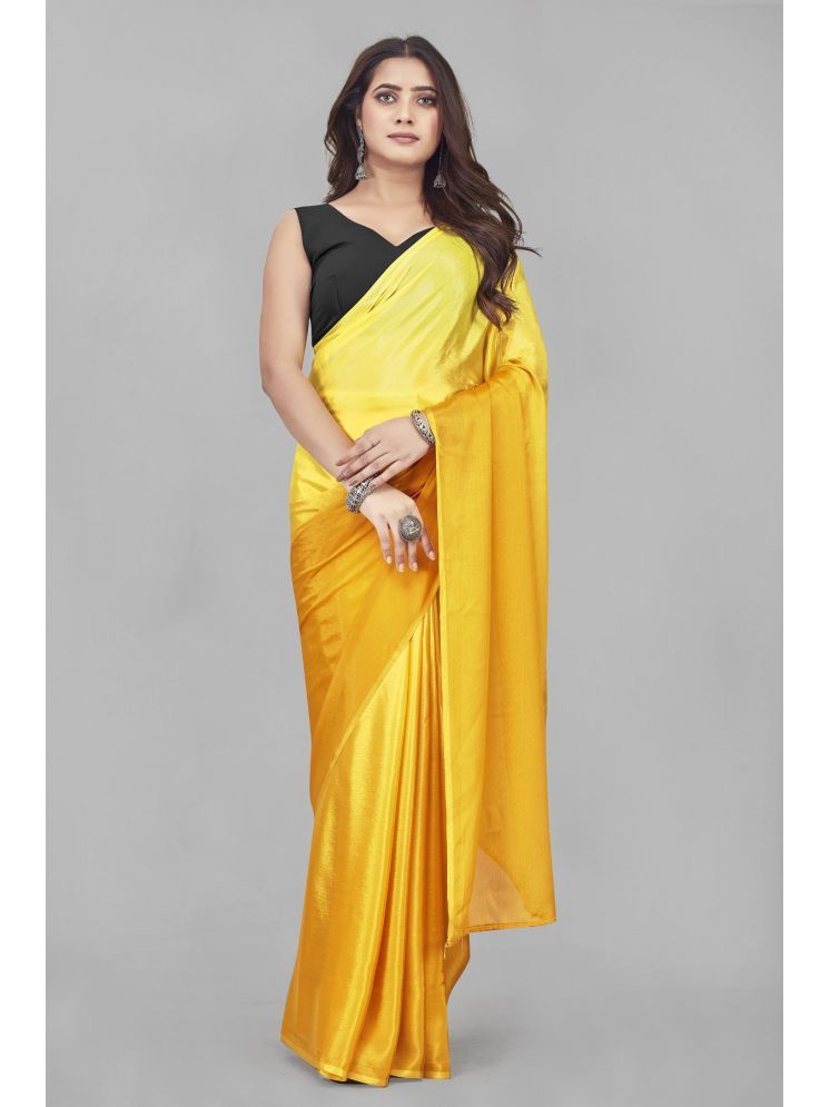     			A TO Z CART Chiffon Solid Saree With Blouse Piece - Yellow ( Pack of 1 )