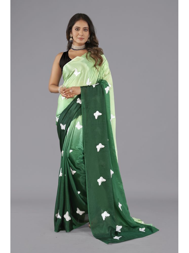     			A TO Z CART Chiffon Embroidered Saree With Blouse Piece - Green ( Pack of 1 )