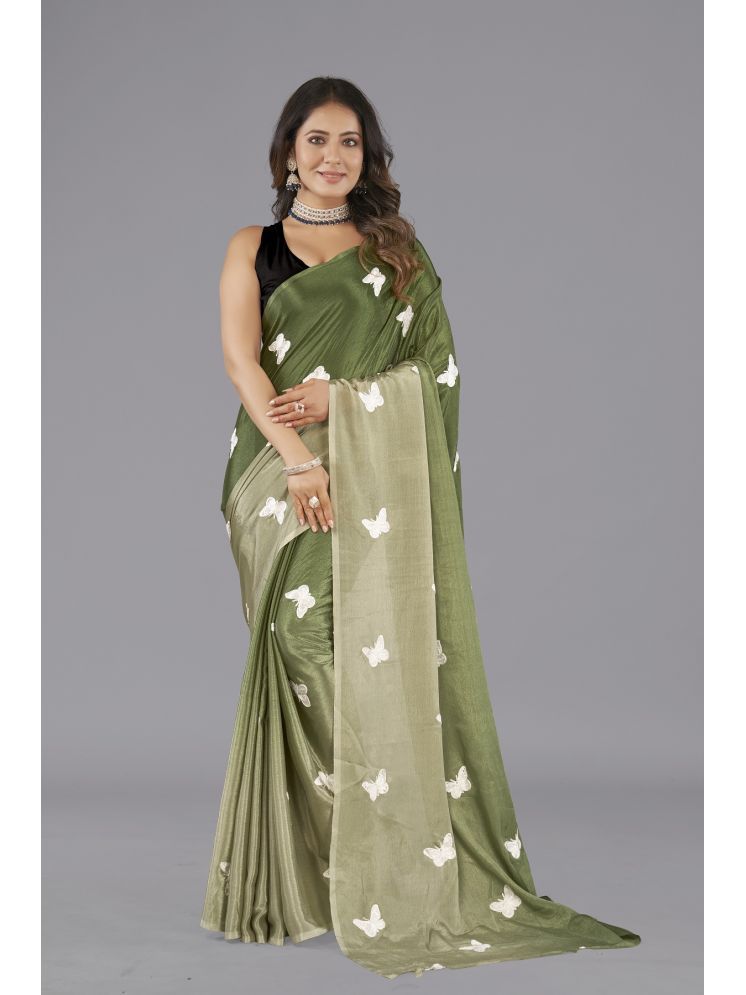     			Aika Chiffon Embroidered Saree With Blouse Piece - Lime Green1 ( Pack of 1 )