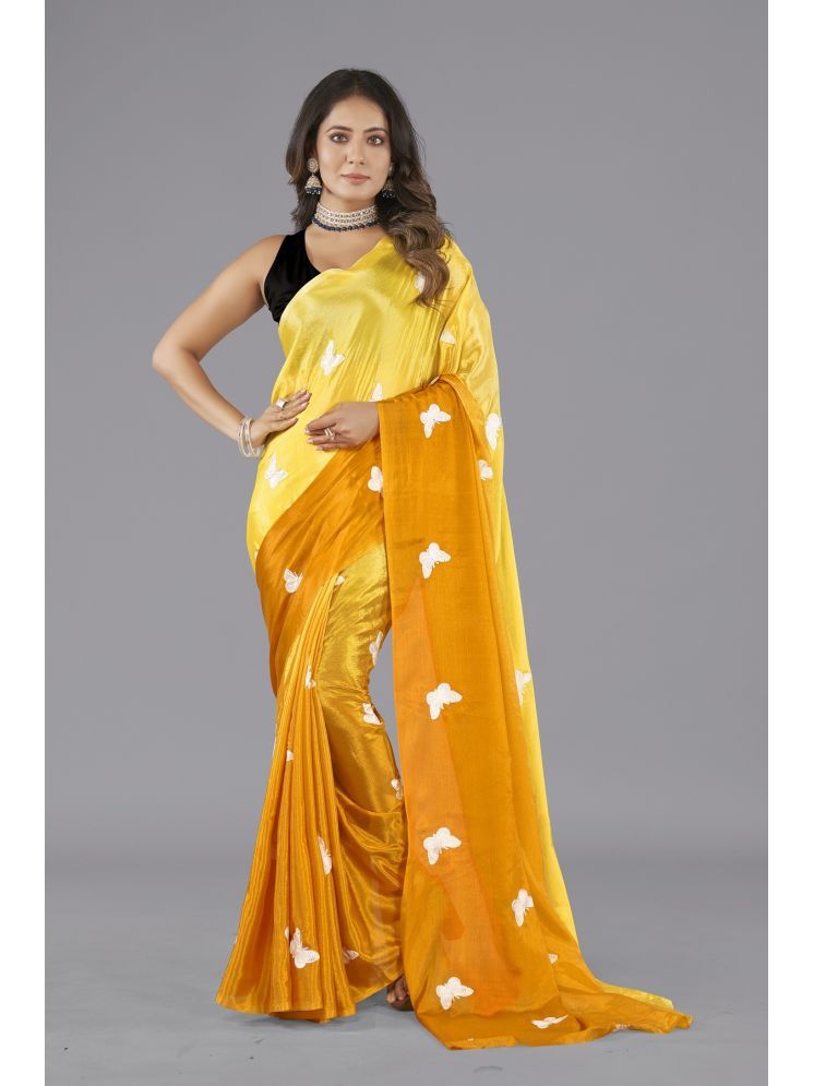     			Apnisha Chiffon Embroidered Saree With Blouse Piece - Yellow ( Pack of 1 )