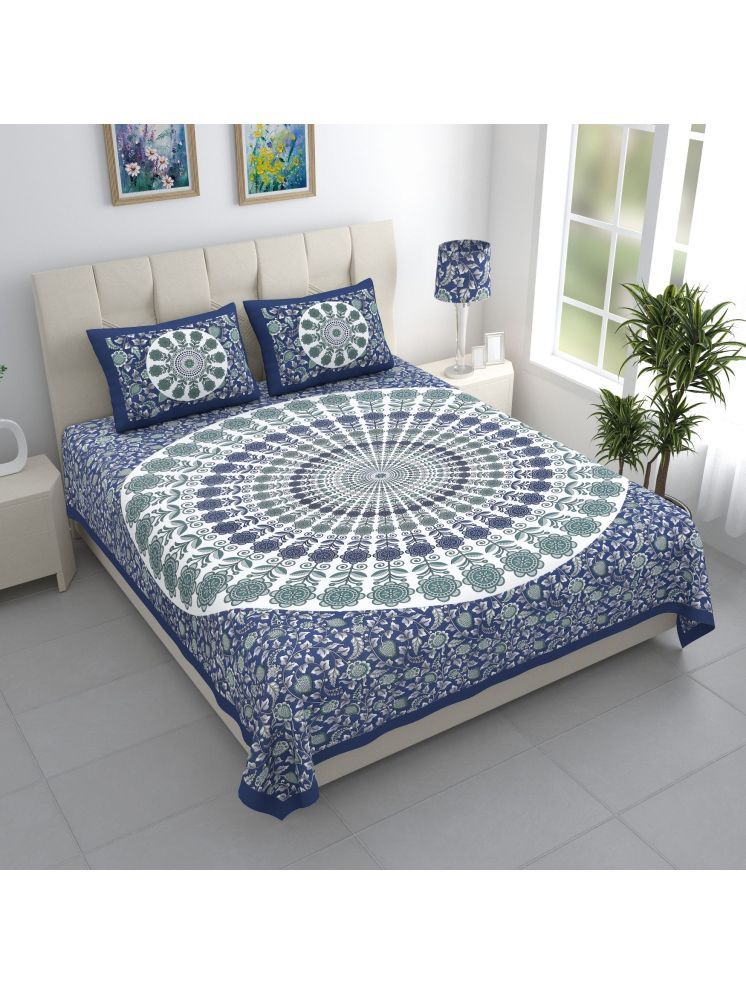     			Bombay Spreads Cotton Ethnic 1 Double with 2 Pillow Covers - Blue