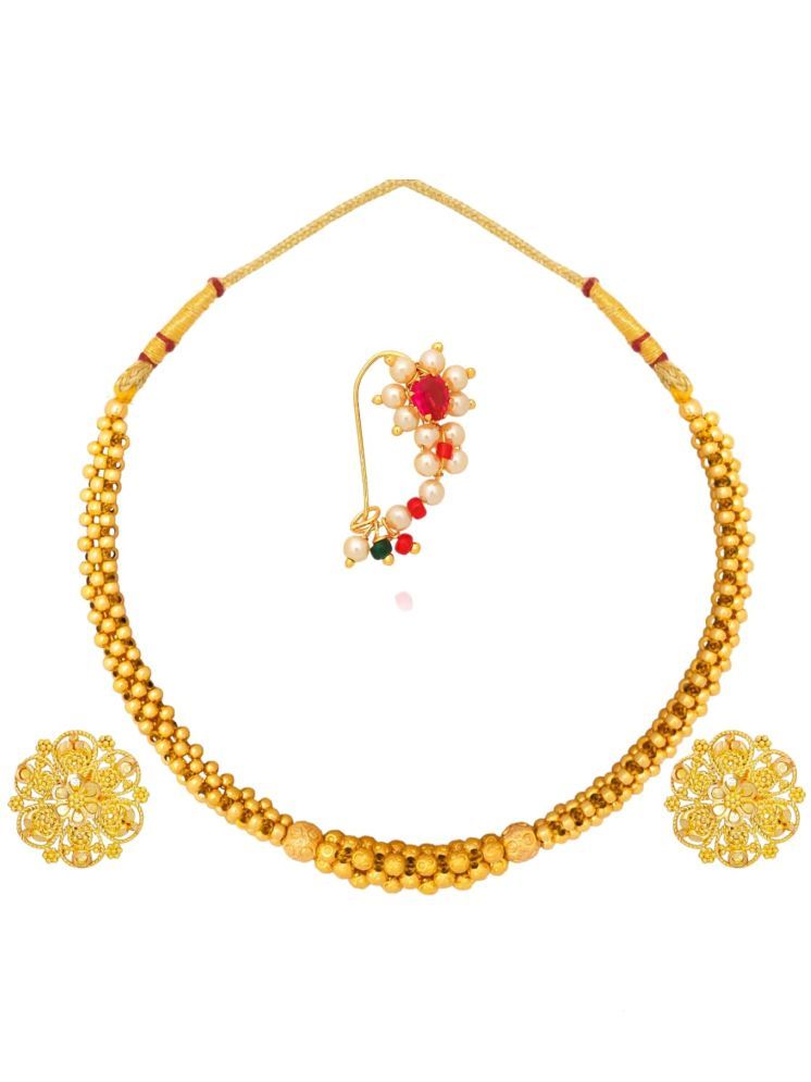     			Drashti Collection White Brass Necklace Set ( Pack of 1 )