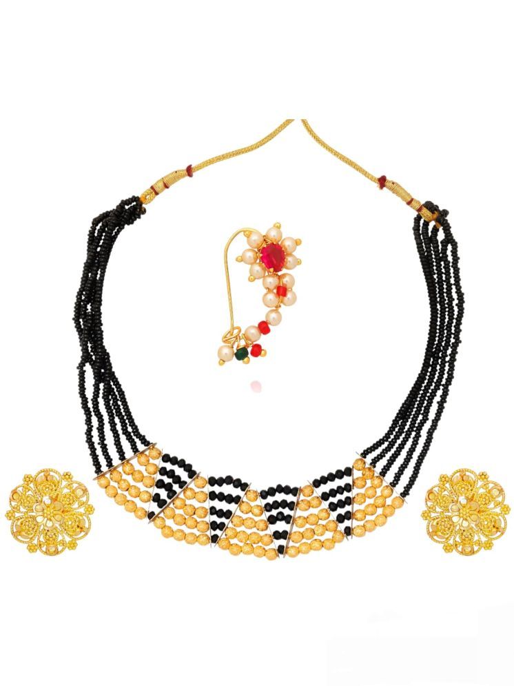     			Drashti Collection White Brass Necklace Set ( Pack of 1 )