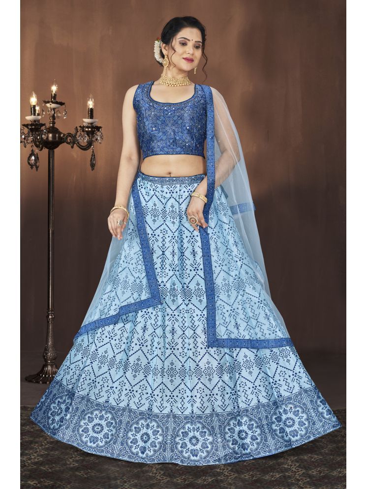     			ETHNIC TREE Blue Silk A-line Stitched Lehenga Single