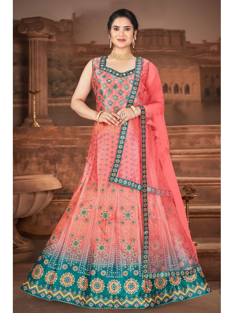     			ETHNICTREE Pink Flared Silk Women's Stitched Ethnic Gown ( Pack of 1 )