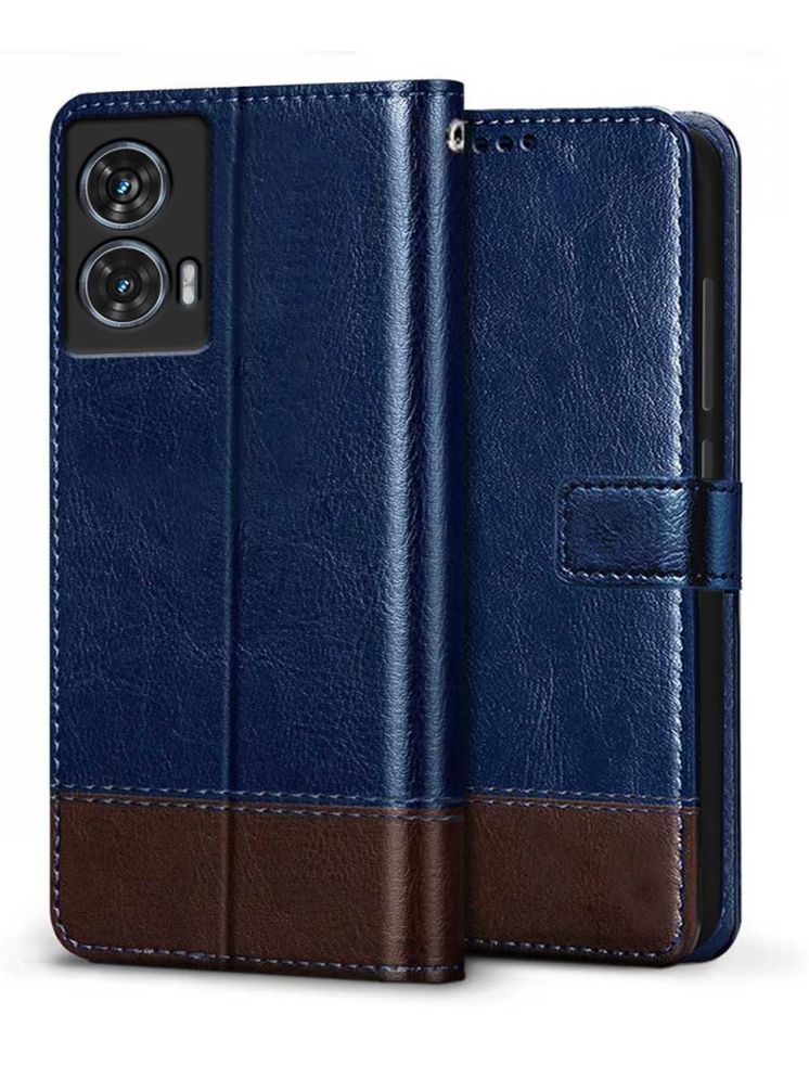     			Fashionury Blue Flip Cover Leather Compatible For Moto Edge 50 Fusion ( Pack of 1 )