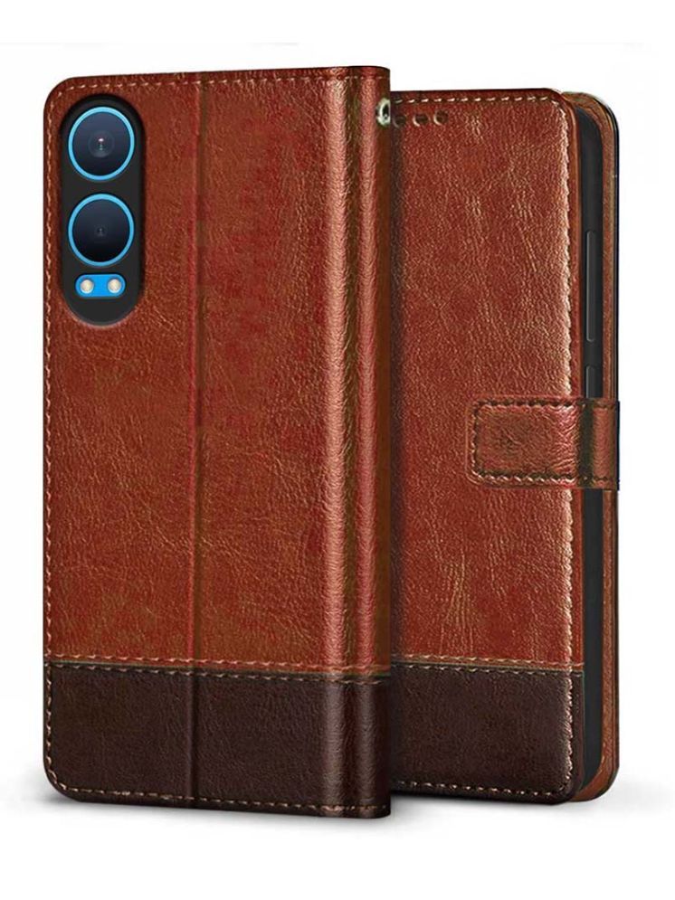     			Fashionury Brown Flip Cover Leather Compatible For Oneplus Nord CE 4 Lite 5G ( Pack of 1 )