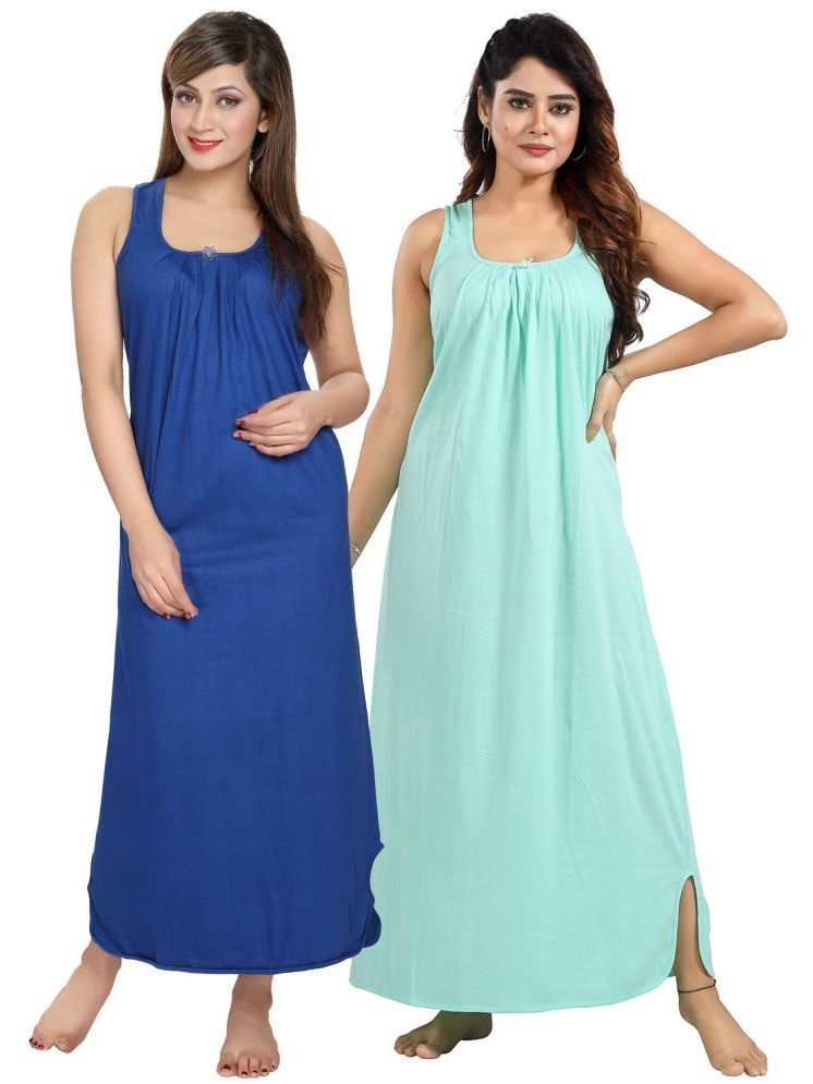     			INNER BEATS Multicolor Cotton Blend Women's Nightwear Nighty & Night Gowns ( Pack of 2 )