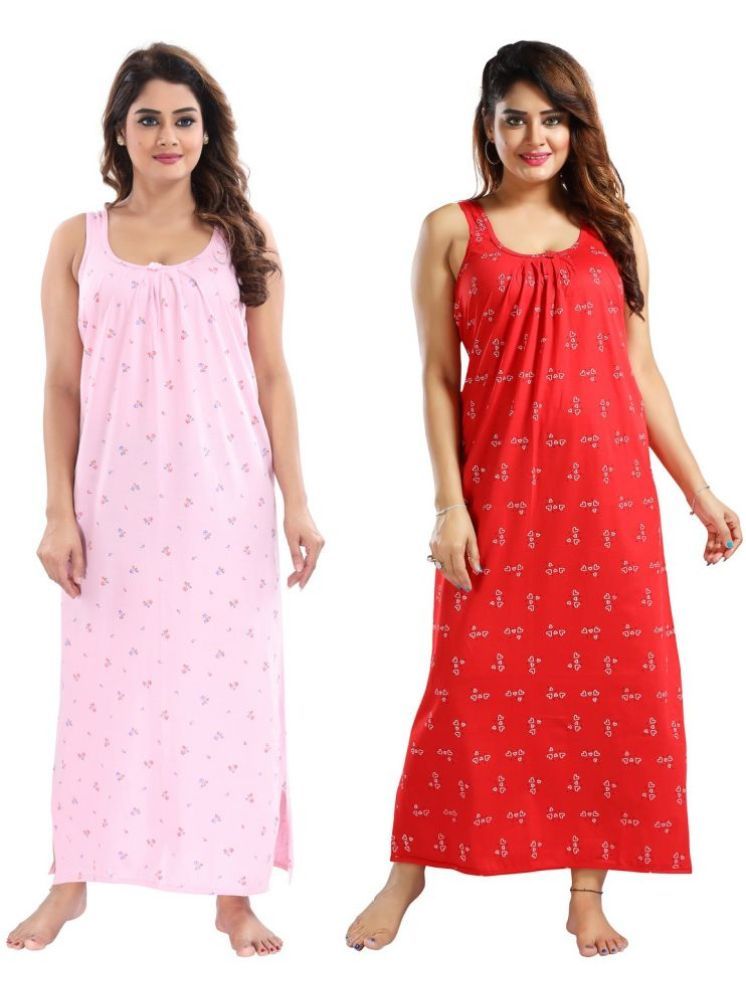     			INNER BEATS Multicolor Cotton Blend Women's Nightwear Nighty & Night Gowns ( Pack of 2 )