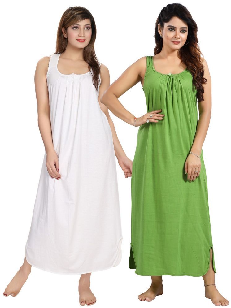     			INNER BEATS Multicolor Cotton Blend Women's Nightwear Night Dress ( Pack of 2 )