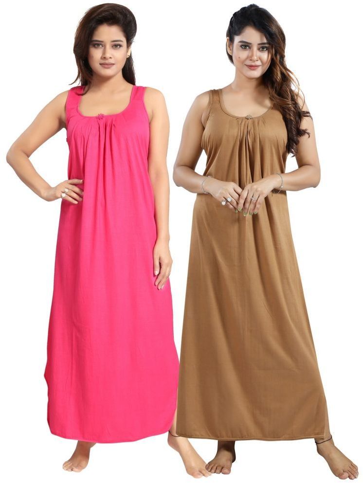     			INNER BEATS Multicolor Cotton Blend Women's Nightwear Nighty & Night Gowns ( Pack of 2 )