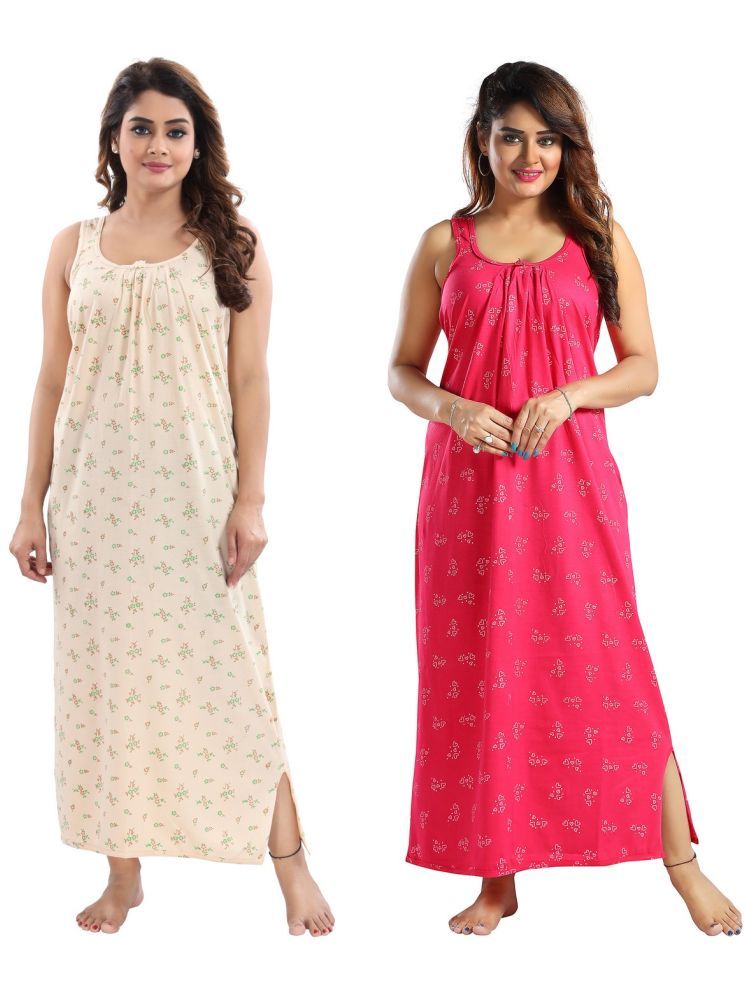     			INNER BEATS Multicolor Cotton Blend Women's Nightwear Nighty & Night Gowns ( Pack of 2 )