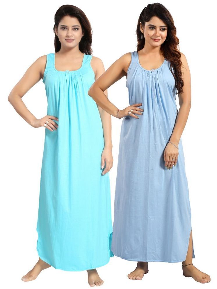     			INNER BEATS Multicolor Cotton Blend Women's Nightwear Nighty & Night Gowns ( Pack of 2 )