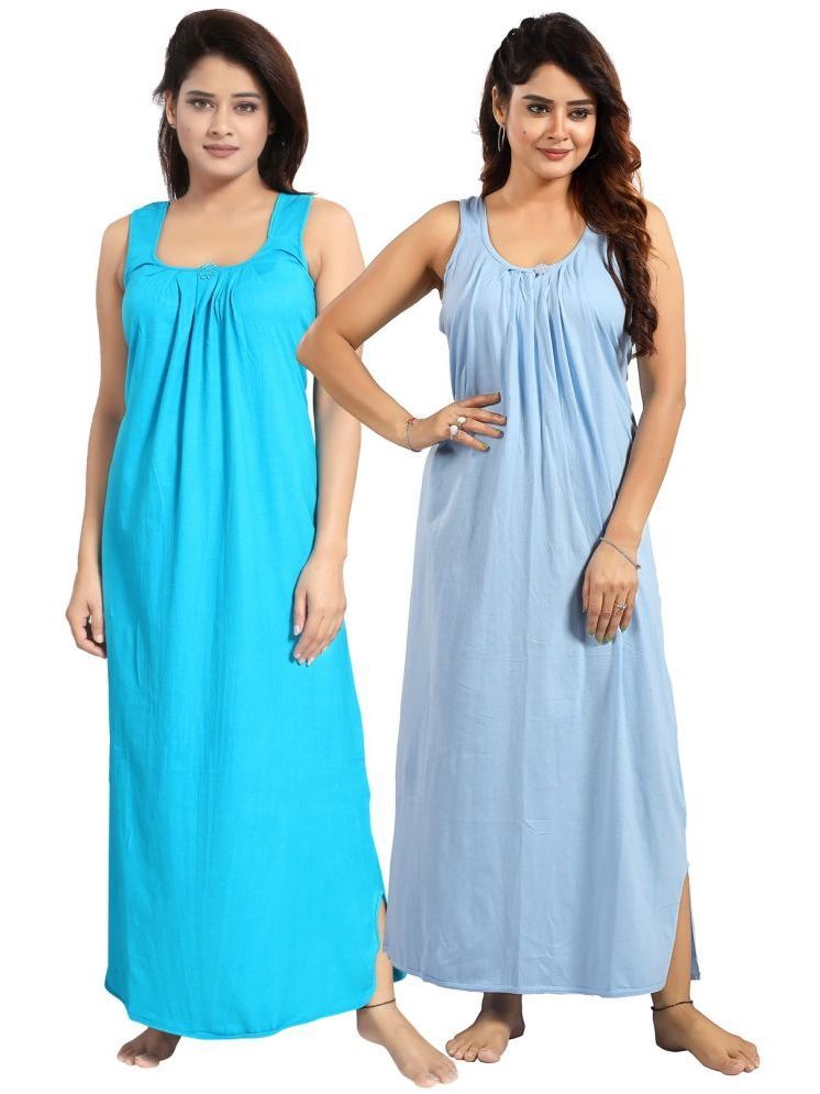     			INNER BEATS Multicolor Cotton Blend Women's Nightwear Nighty & Night Gowns ( Pack of 2 )