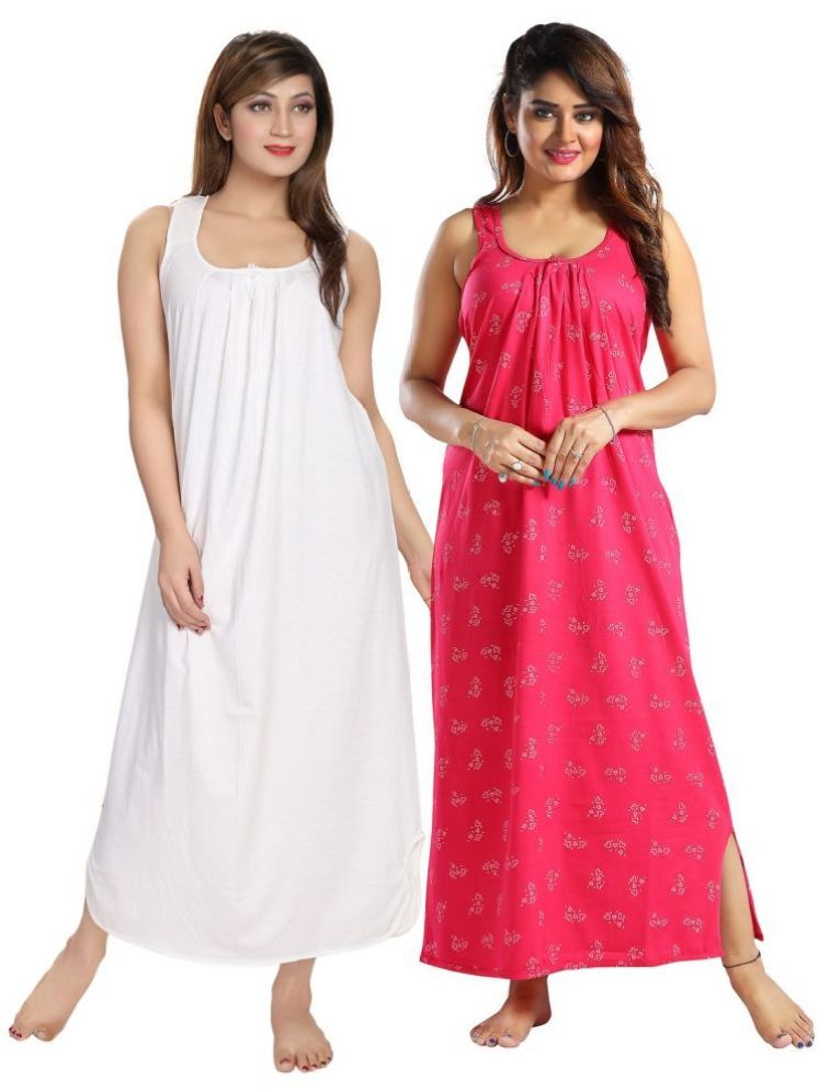     			INNER BEATS Multicolor Cotton Blend Women's Nightwear Nighty & Night Gowns ( Pack of 2 )