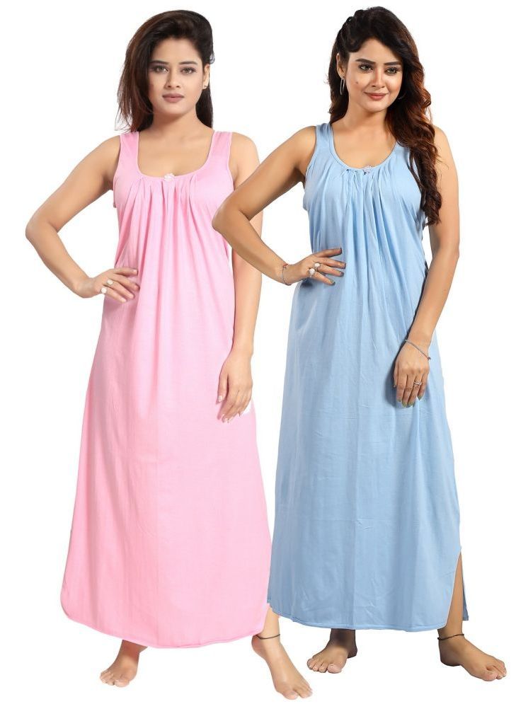     			INNER BEATS Multicolor Cotton Blend Women's Nightwear Nighty & Night Gowns ( Pack of 2 )