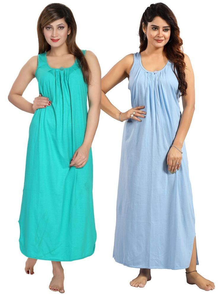     			INNER BEATS Multicolor Cotton Blend Women's Nightwear Nighty & Night Gowns ( Pack of 2 )