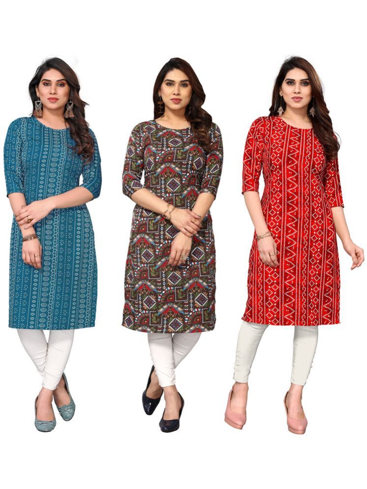     			KETAKI FASHION Crepe Printed Straight Women's Kurti - Multicolor8 ( Pack of 3 )