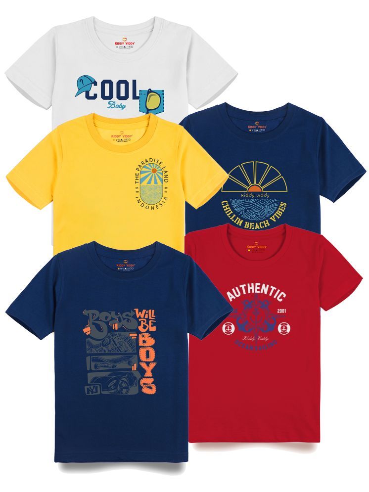     			KIDDY VIDDY Blue Cotton Round Neck Boys T-Shirt ( Pack of 5 )