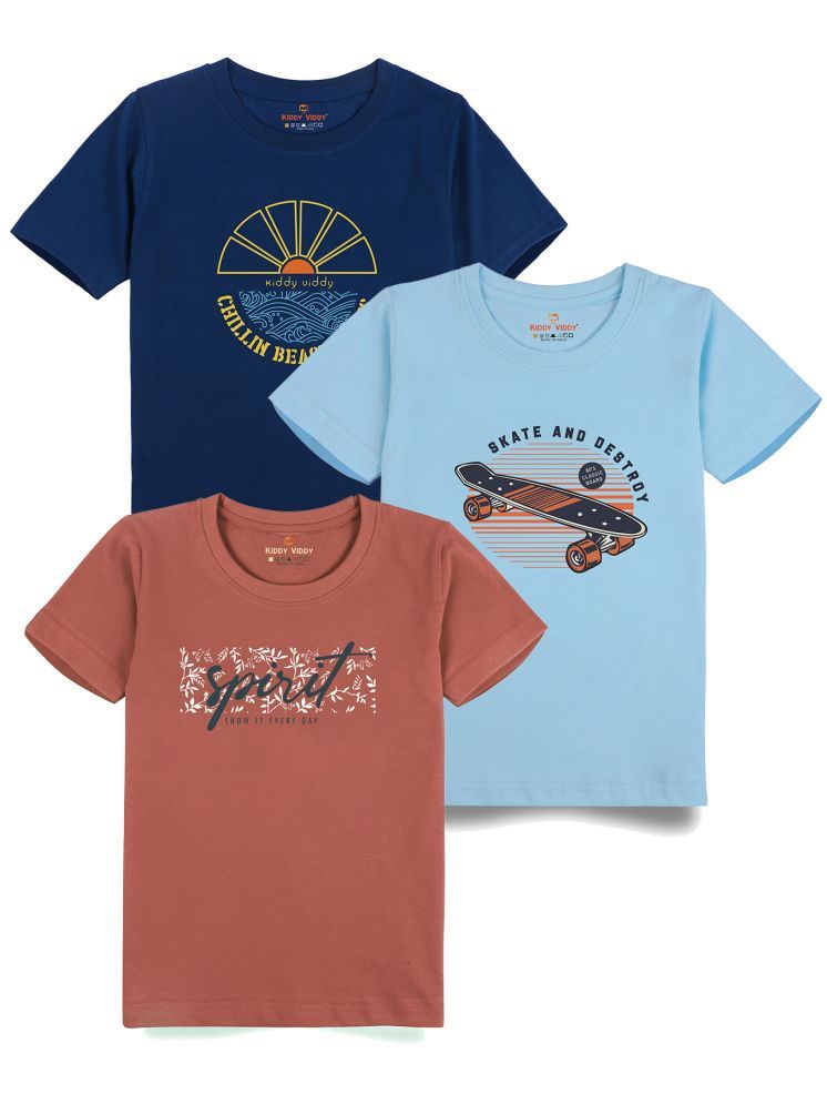     			KIDDY VIDDY Rust Cotton Round Neck Boys T-Shirt ( Pack of 3 )