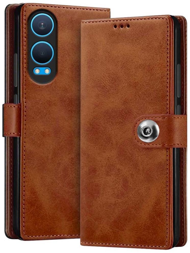     			NBOX Brown Flip Cover Leather Compatible For Oneplus Nord CE 4 Lite 5G ( Pack of 1 )