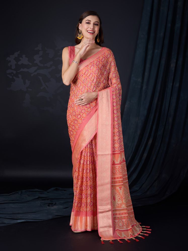     			Rekha Maniyar Chiffon Printed Saree With Blouse Piece - Pink ( Pack of 1 )