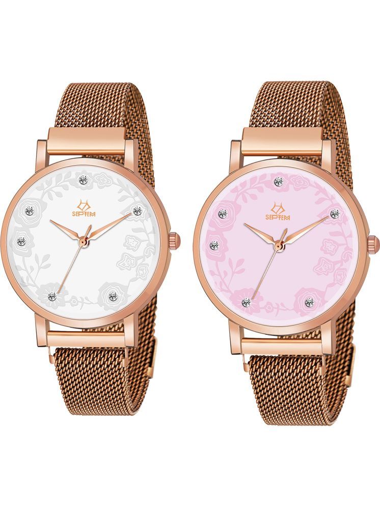     			Septem Rose Gold Stainless Steel Analog Womens Watch