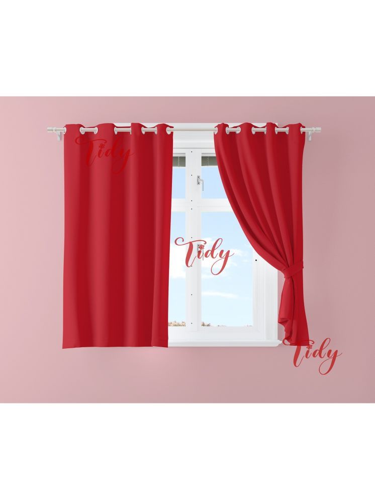     			Tidy Solid Room Darkening Eyelet Curtain 5 ft ( Pack of 2 ) - Red