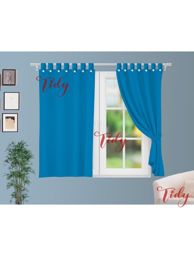     			Tidy Solid Room Darkening Loop Curtain 5 ft ( Pack of 2 ) - Blue