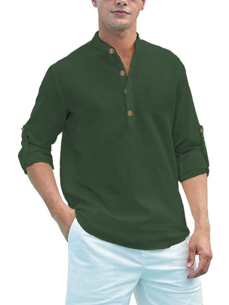     			Vida Loca Dark Green Cotton Blend Men's Shirt Style Kurta ( Pack of 1 )