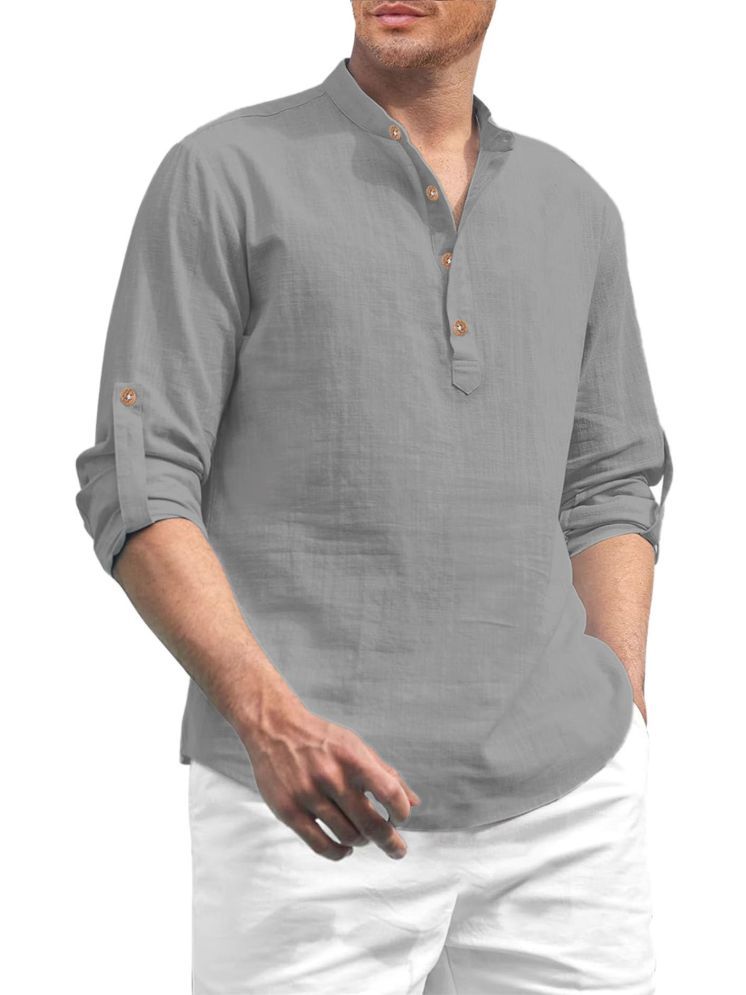     			Vida Loca Grey Cotton Blend Men's Shirt Style Kurta ( Pack of 1 )