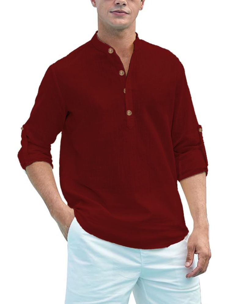     			Vida Loca Maroon Cotton Blend Men's Shirt Style Kurta ( Pack of 1 )