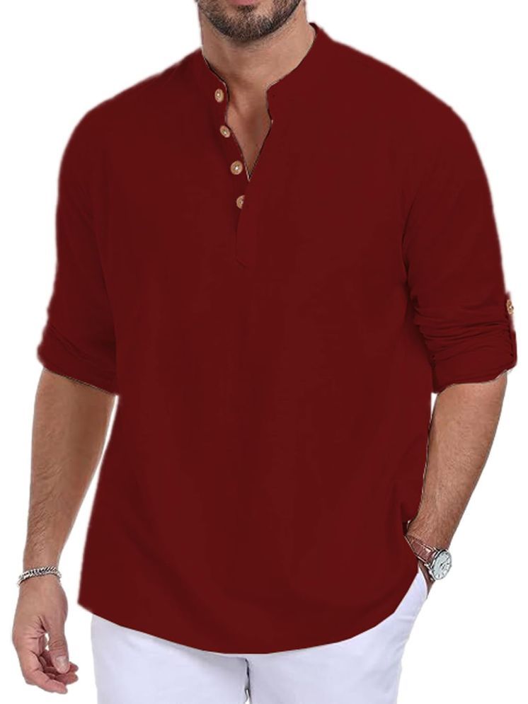     			Vida Loca Maroon Cotton Blend Men's Shirt Style Kurta ( Pack of 1 )