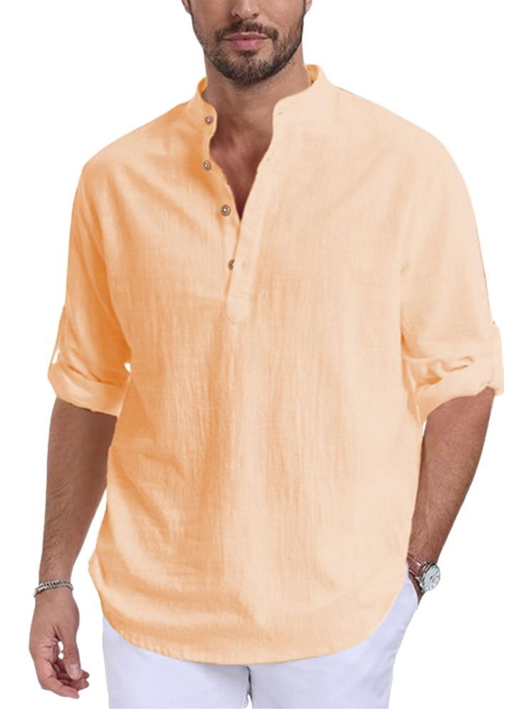     			Vida Loca Orange Cotton Blend Men's Shirt Style Kurta ( Pack of 1 )