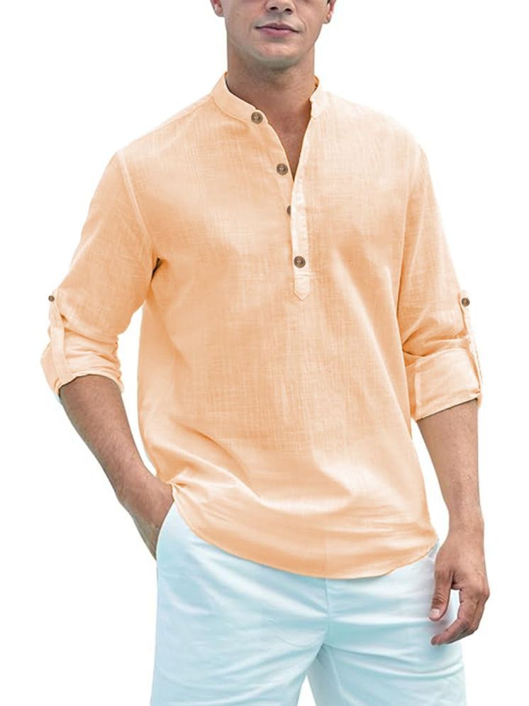     			Vida Loca Orange Cotton Blend Men's Shirt Style Kurta ( Pack of 1 )