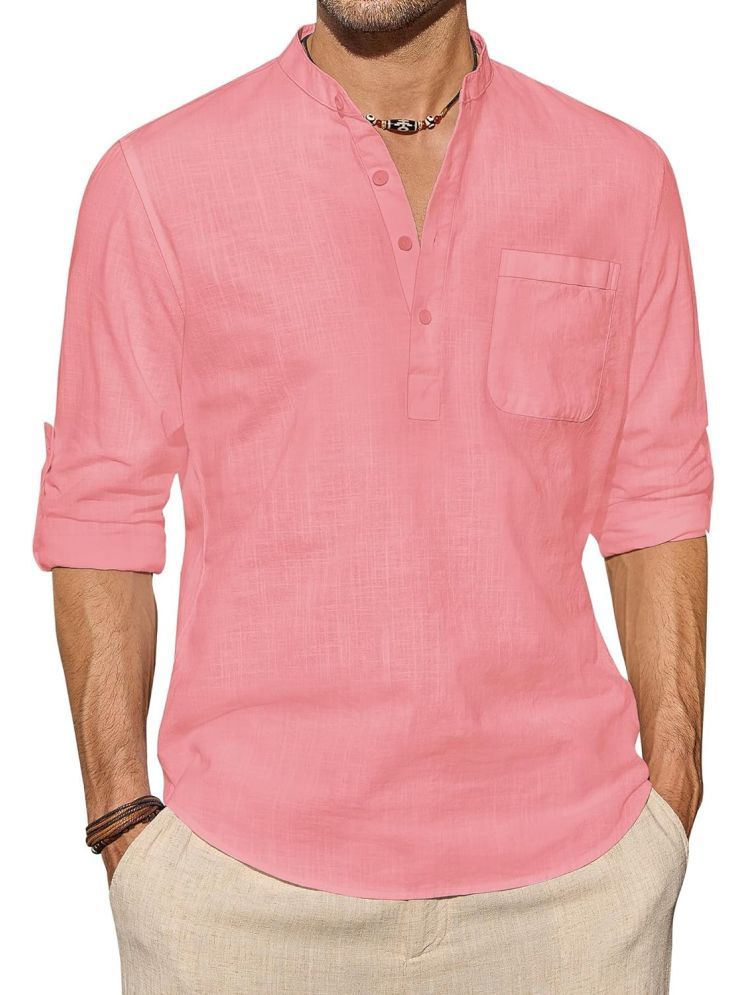     			Vida Loca Peach Cotton Blend Men's Shirt Style Kurta ( Pack of 1 )