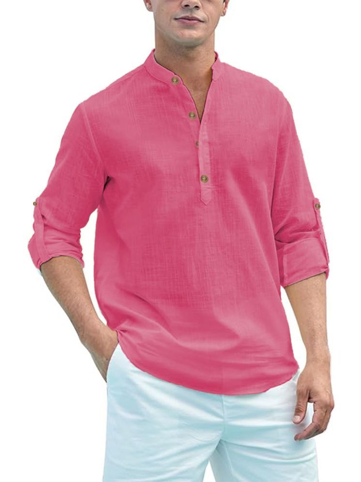     			Vida Loca Pink Cotton Blend Men's Shirt Style Kurta ( Pack of 1 )