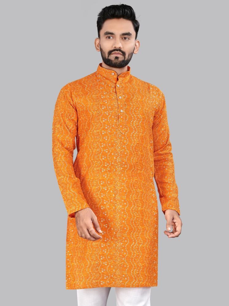     			allan peter Orange Cotton Men's Regular Kurta ( Pack of 1 )