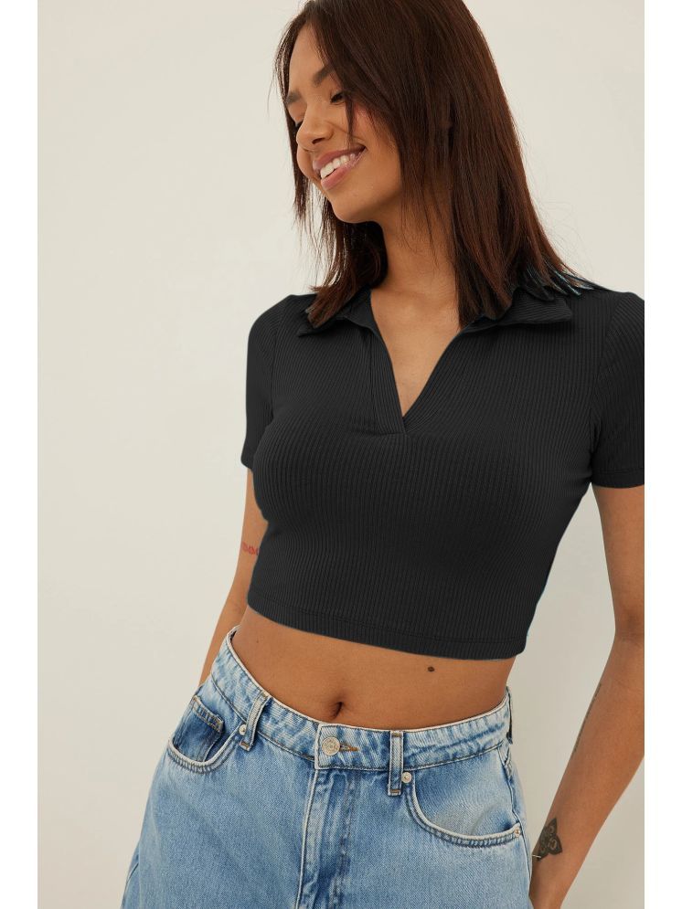     			Aahwan Black Cotton Women's Crop Top ( Pack of 1 )