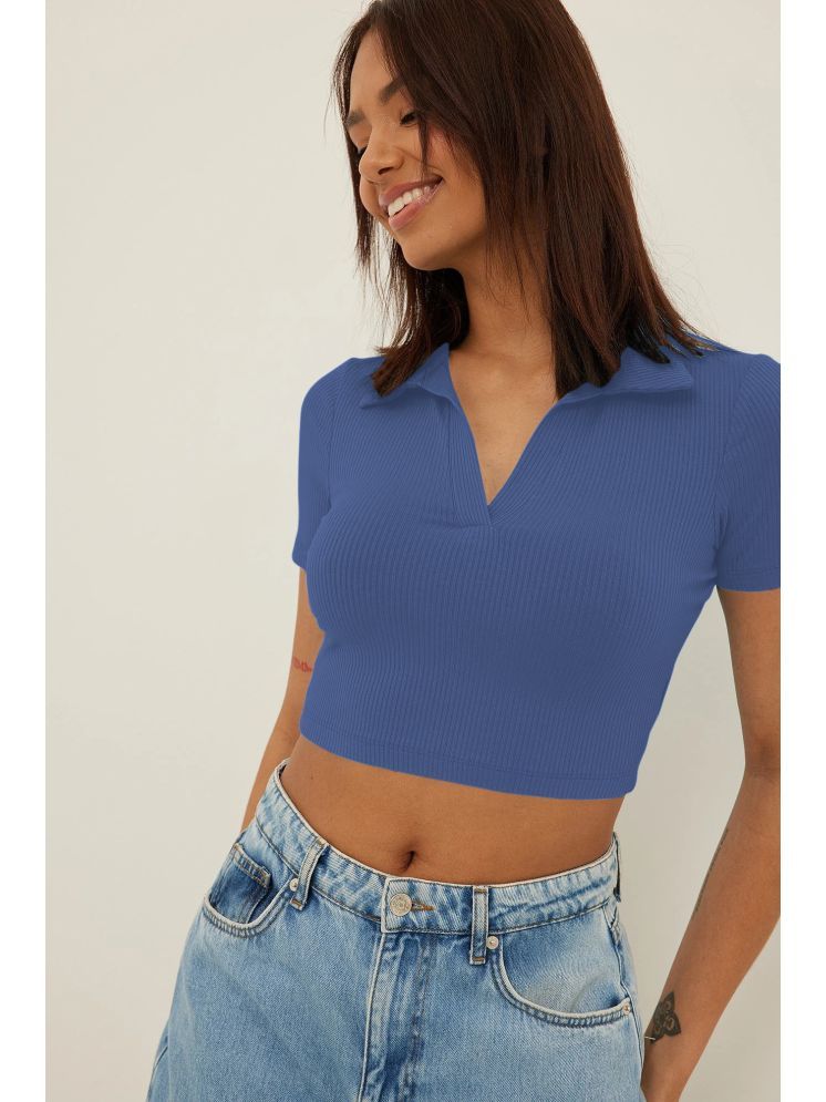     			Aahwan Blue Cotton Women's Crop Top ( Pack of 1 )