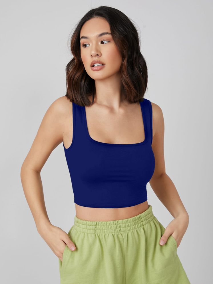     			Aahwan Navy Blue Cotton Women's Crop Top ( Pack of 1 )