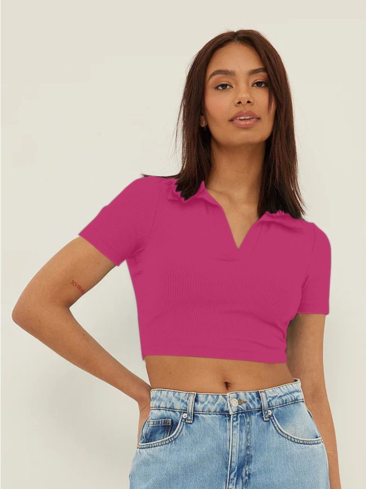     			Aahwan Pink Cotton Women's Crop Top ( Pack of 1 )