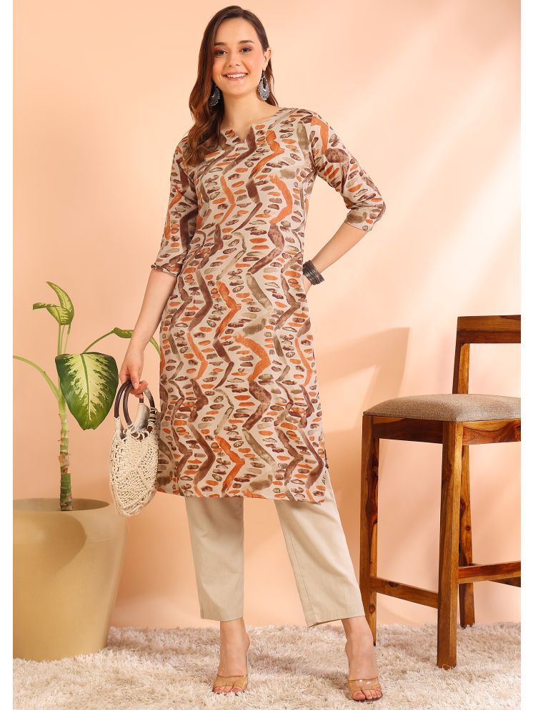     			DSK STUDIO Viscose Printed Straight Women's Kurti - Brown ( Pack of 1 )