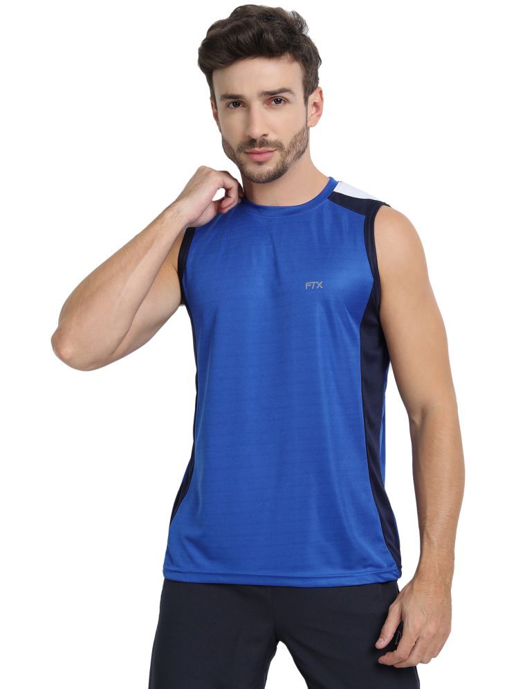     			FTX Polyester Regular Fit Colorblock Sleeveless Men's Round T-Shirt - Blue ( Pack of 1 )