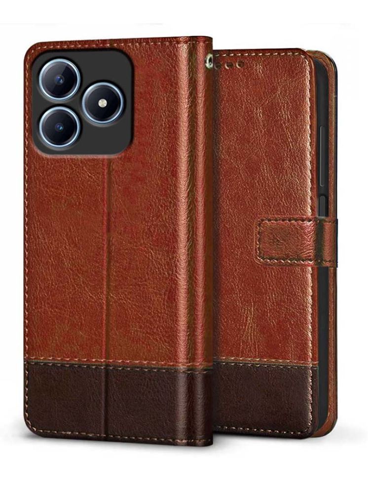     			Fashionury Brown Flip Cover Leather Compatible For Realme C63 ( Pack of 1 )