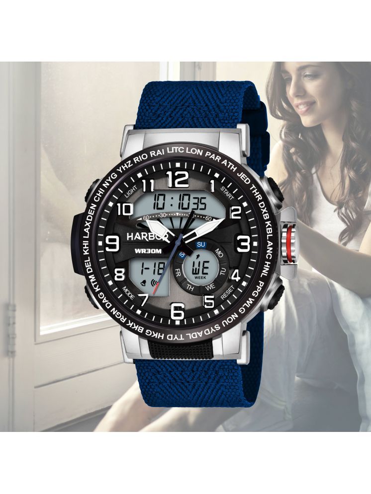     			Harbor Blue Fabric Analog-Digital Men's Watch