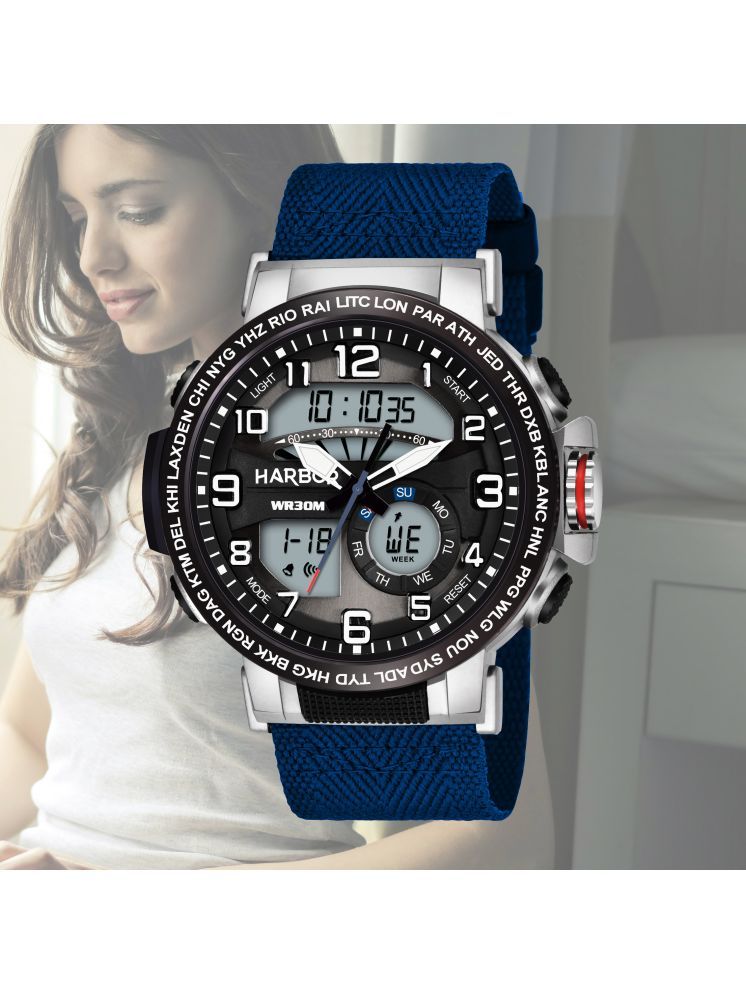     			Harbor Blue Fabric Digital Men's Watch