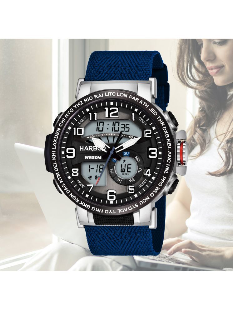     			Harbor Blue Fabric Digital Men's Watch