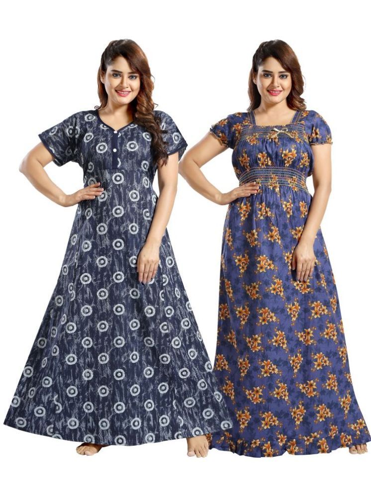     			INNER BEATS Multicolor Cotton Blend Women's Nightwear Nighty & Night Gowns ( Pack of 2 )